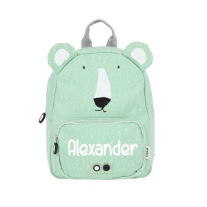 Backpack with name Trixie Polar Bear for kindergarten daycare gym bag change of clothes personalized kindergarten backpack