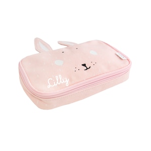 Astuccio con nome Trixie Rabbit per scuola materna custodia personalizzata
