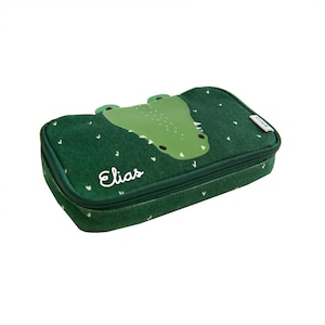 Trousse à crayons avec nom Trixie crocodile pour l'école maternelle trousse personnalisée