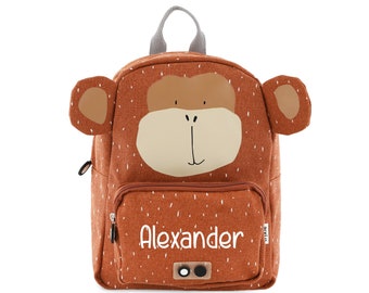 Backpack with name Trixie monkey for kindergarten day care gym bag change of clothes personalized kindergarten backpack