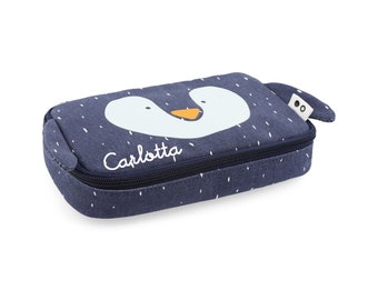 Trousse avec nom Trixie Pingouin pour école maternelle trousse personnalisée