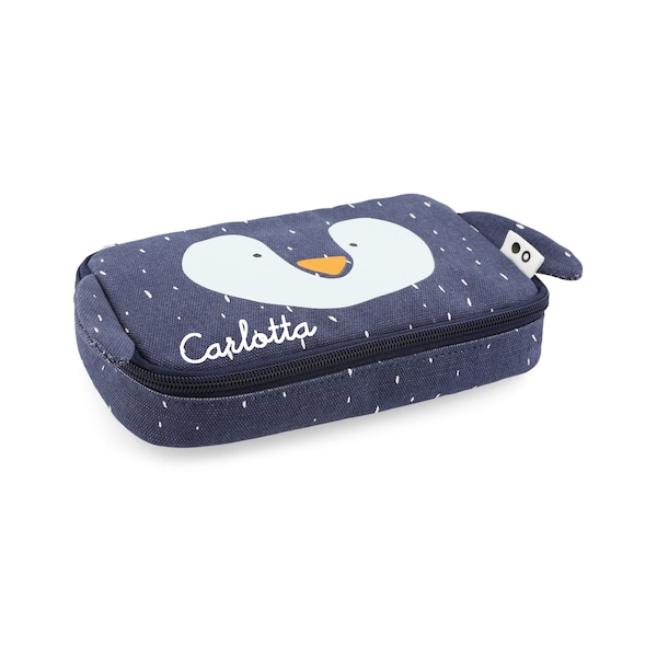 Trousse avec nom Trixie Pingouin pour école maternelle trousse personnalisée