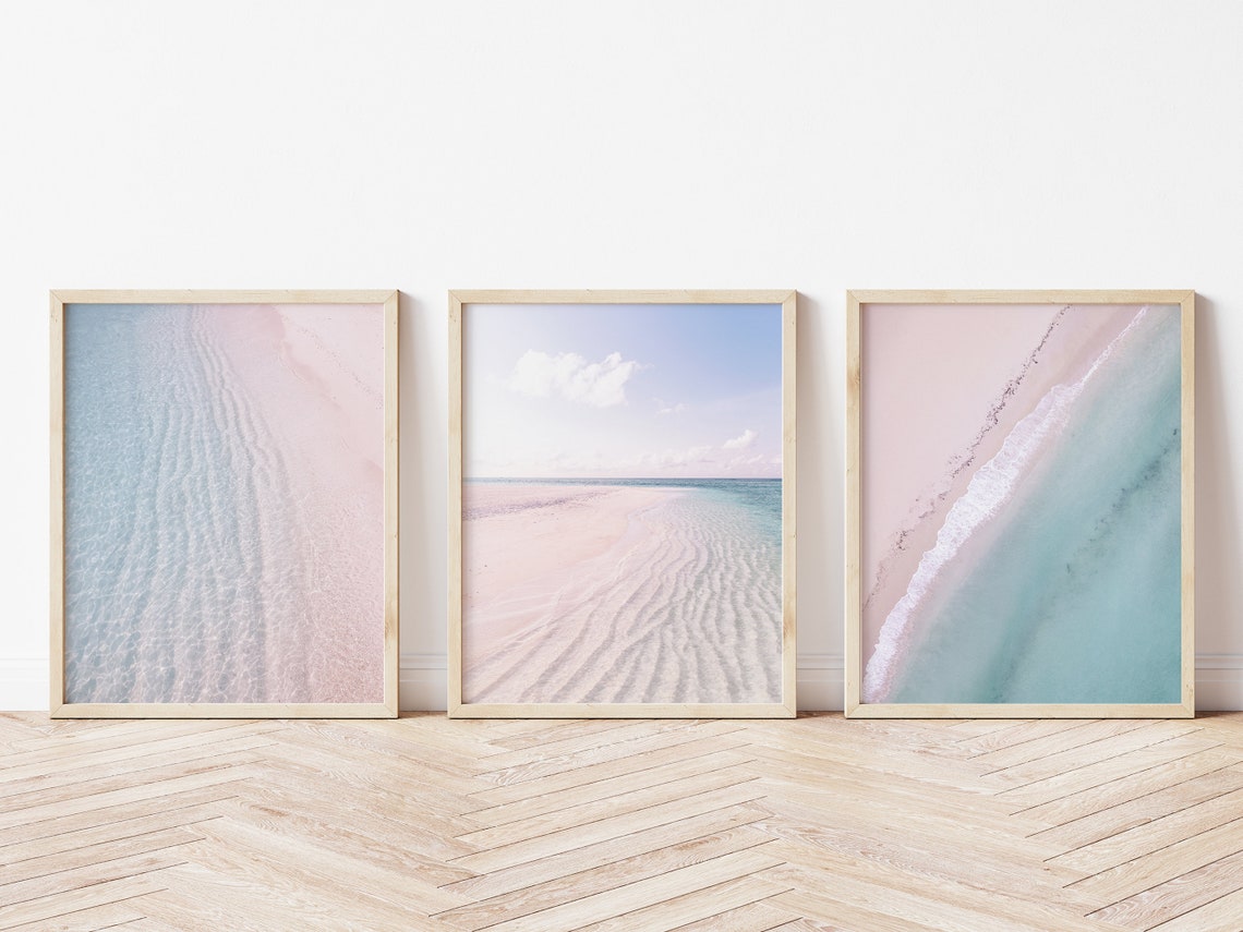 Set of 3 Printable Beach Ocean Themed Wall Art, Beach Wall Decor for ...