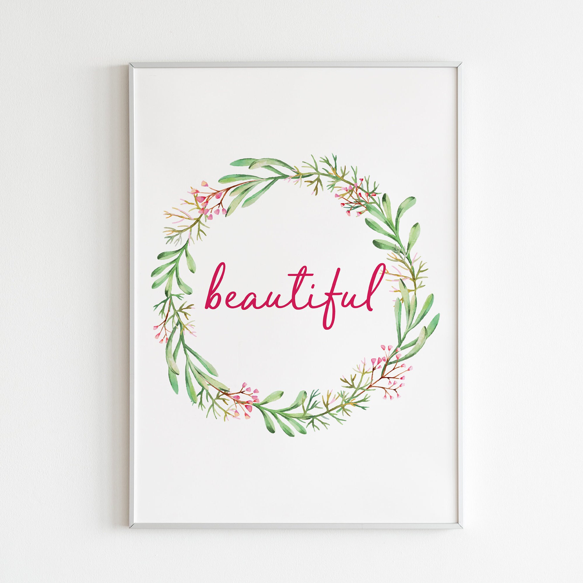 Beautiful Printable Wall Art, Watercolor Floral Wreath, Printable ...