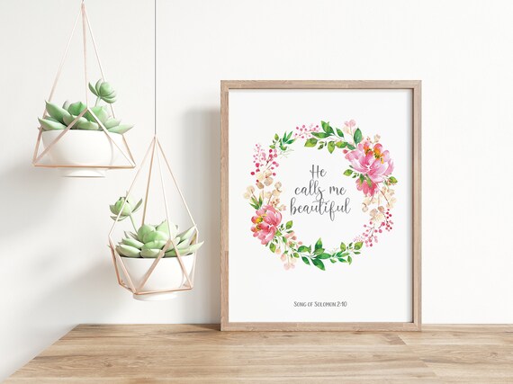 Art & Collectibles He Calls Me Beautiful One Sol Printable Scripture ...
