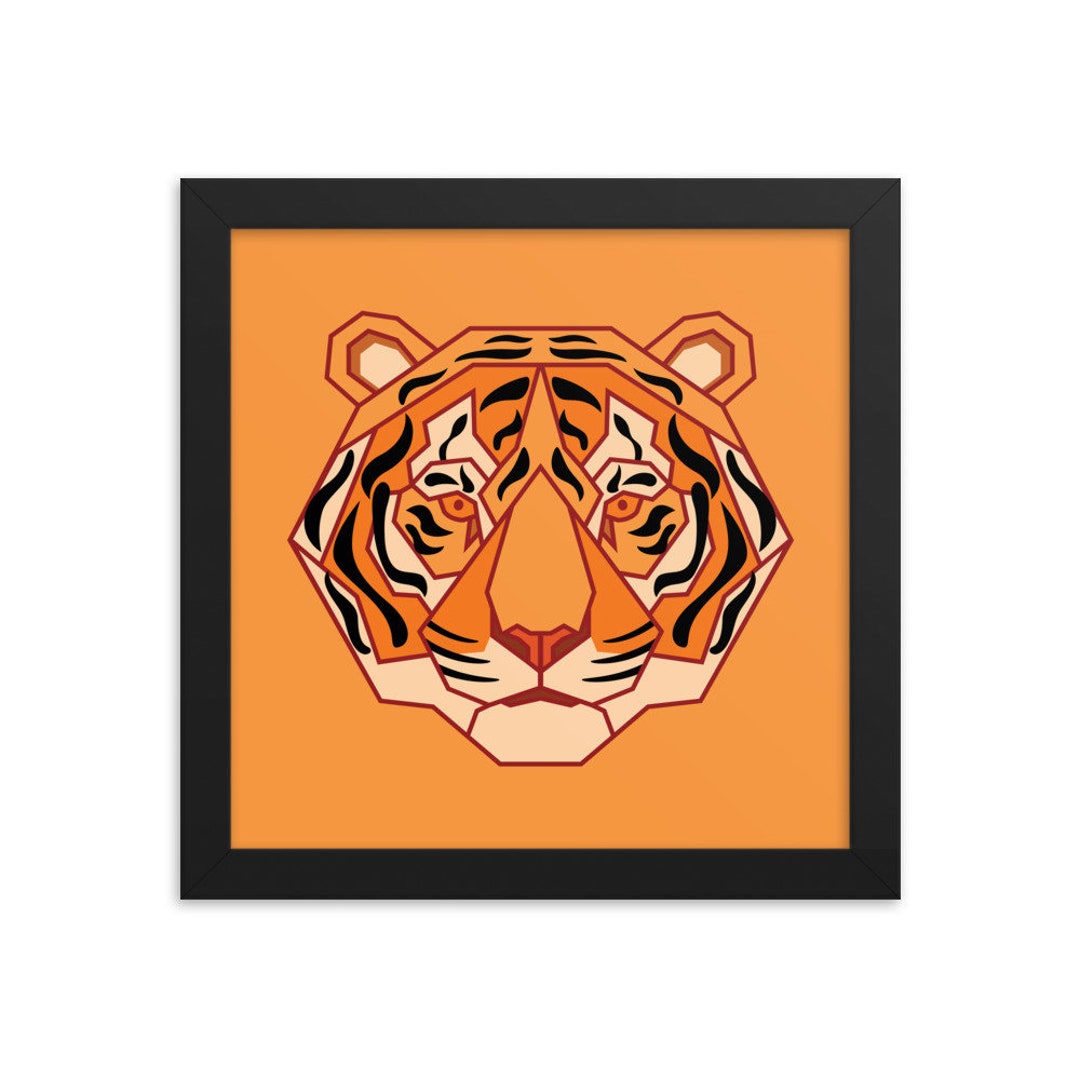 Geometric Tiger Framed Print Etsy