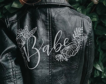 Custom Kids Leather Jacket + Personalised Luxury Gift Box | Weddings, Birthdays, Flower Girls, Bridesmaids | Handpainted