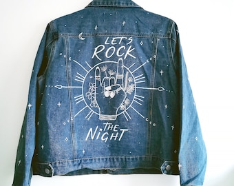 Hand Painted Denim Jacket + Personalised  Luxury Gift Box | Handpainted | Weddings, Hen Party, Bridesmaids, Party