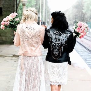 Custom Bridal Leather Jacket Personalised Luxury Gift Box Hand Painted Weddings, Hen Party, Bridesmaids image 3