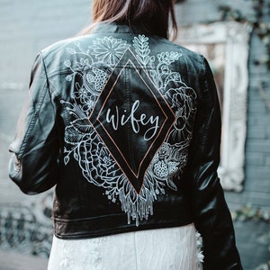 Custom Bridal Leather Jacket Personalised Luxury Gift Box Hand Painted Weddings, Hen Party, Bridesmaids image 5