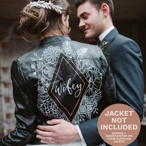 Custom Bridal Leather Jacket + Personalised  Luxury Gift Box | Hand Painted | Weddings, Hen Party, Bridesmaids