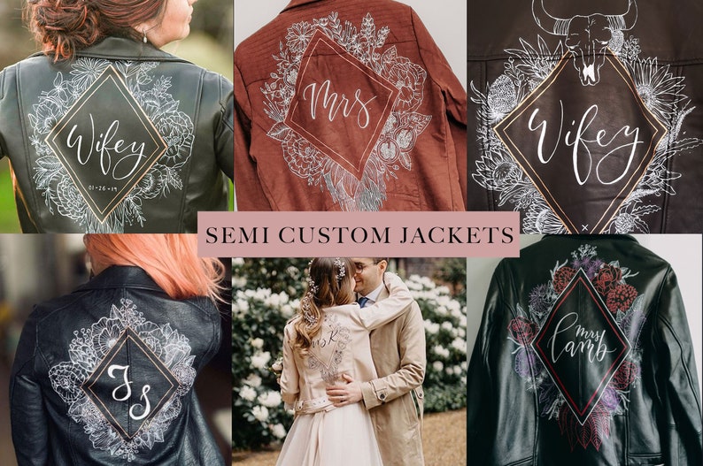 Custom Bridal Leather Jacket Personalised Luxury Gift Box Hand Painted Weddings, Hen Party, Bridesmaids image 2