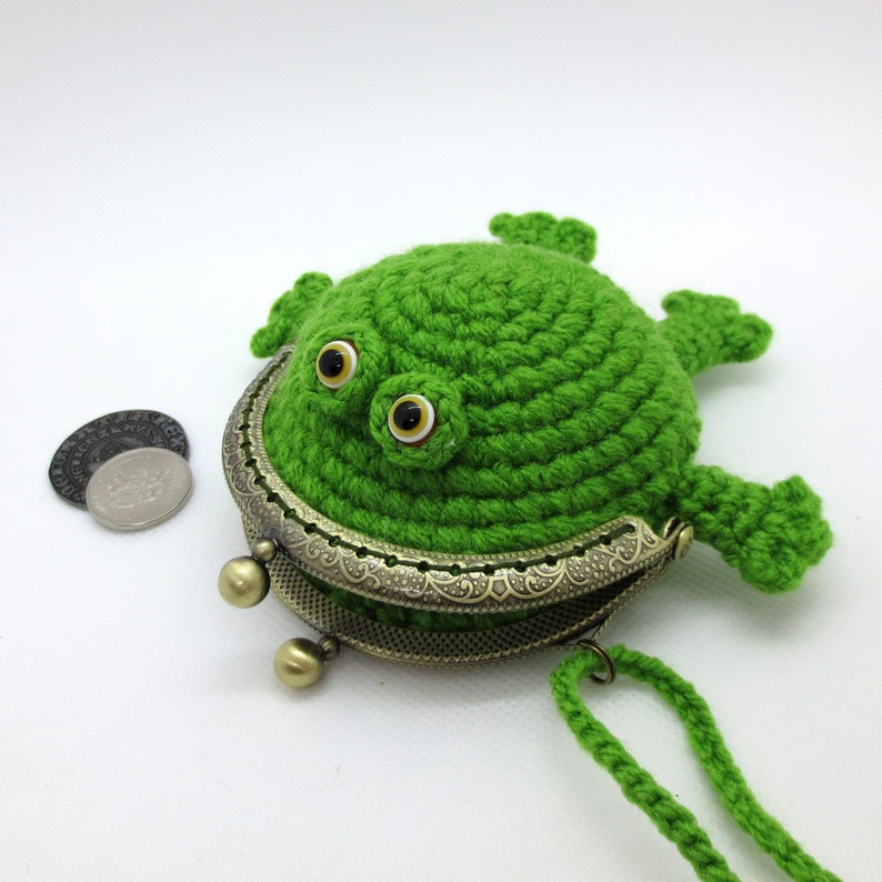 Green Frog Coin Purse Cute Crochet Frog Small Bag Frog | Etsy