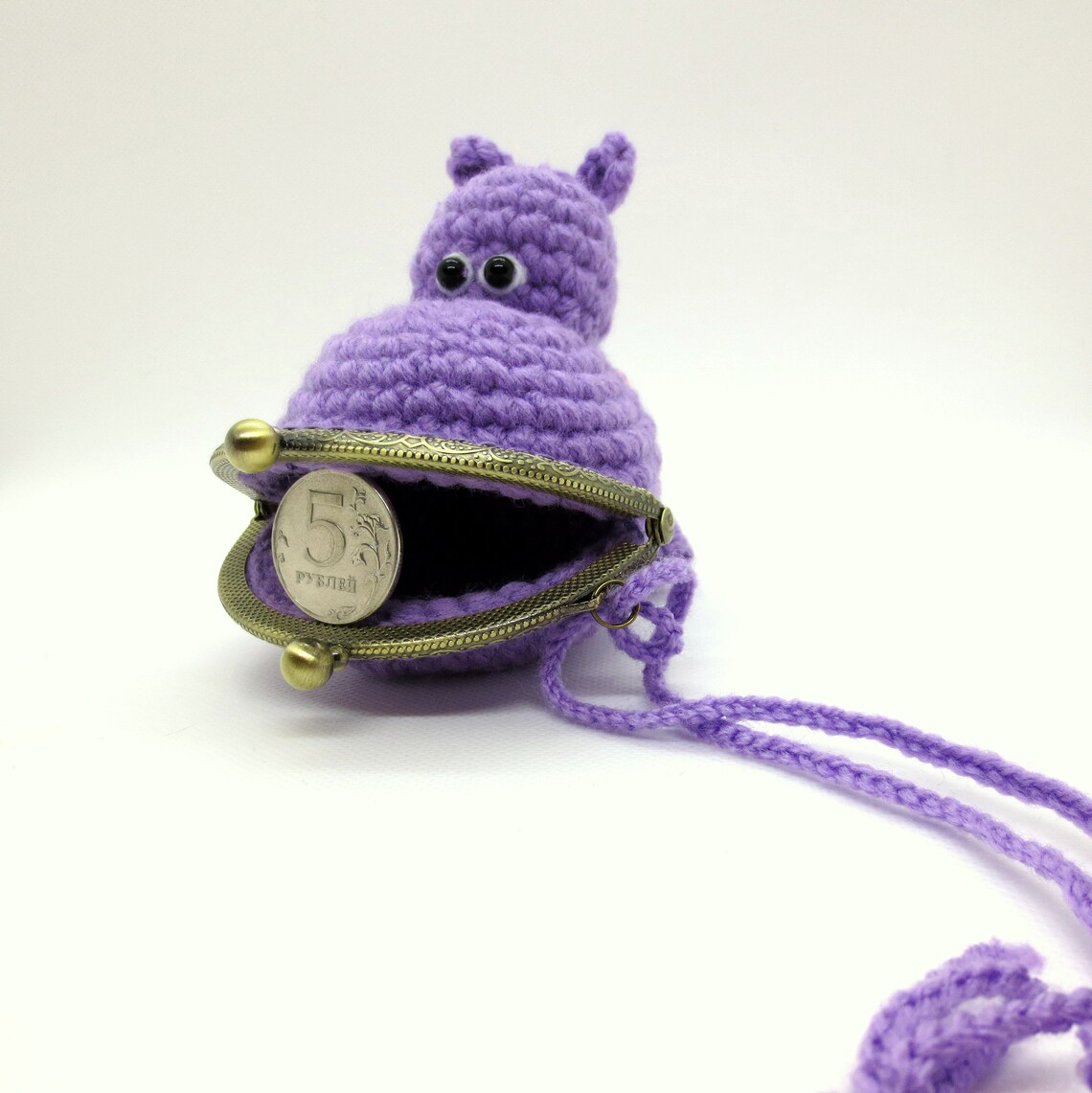 Сrochet Hippo coin purse Cute gift hippopotamus Funny coin Etsy