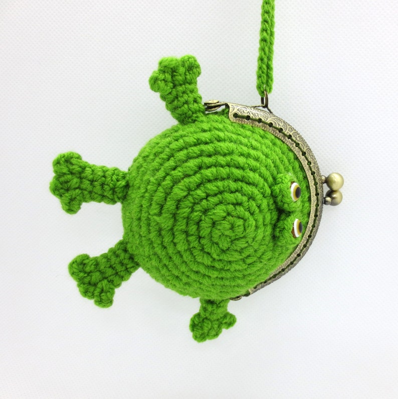 Green frog coin purse Cute crochet frog Small bag frog | Etsy