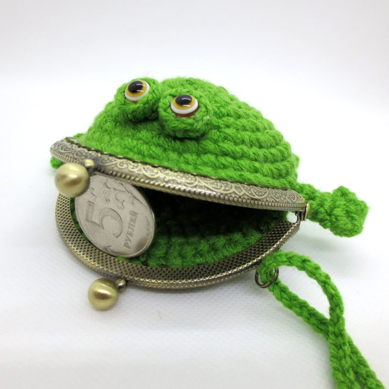 Green Frog Coin Purse Cute Crochet Frog Small Bag Frog Etsy