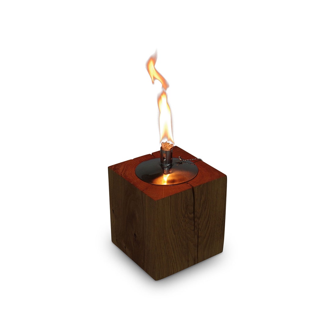 Table Torch Solid Oak Wood With Stainless Steel Insert Garden - Etsy