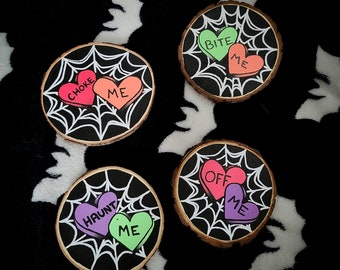 Anti-Valentine Conversation Heart Paintings