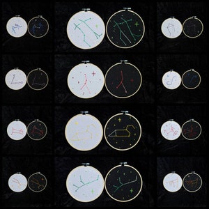 Zodiac Constellation Embroidered Hoops