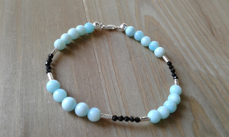 Black Spinelle Silver 925 Blue Opal Bracelet