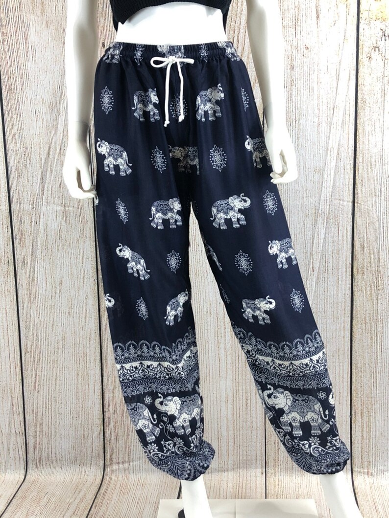 NEW!! Kraft4Life\u00ae Women/'s Smocked Baggy Bohemian Boho Hippie Clothes Yoga Harem Pants elephant Pants Palazzo Casual Pants