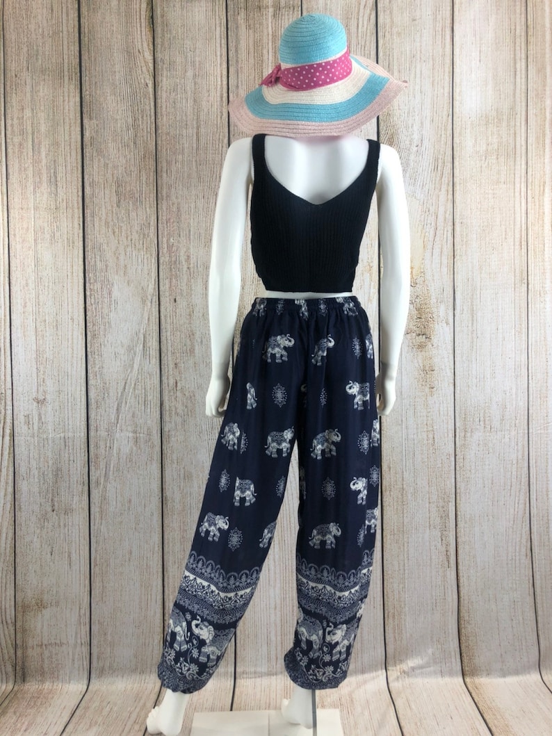 NEW!! Kraft4Life\u00ae Women/'s Smocked Baggy Bohemian Boho Hippie Clothes Yoga Harem Pants elephant Pants Palazzo Casual Pants