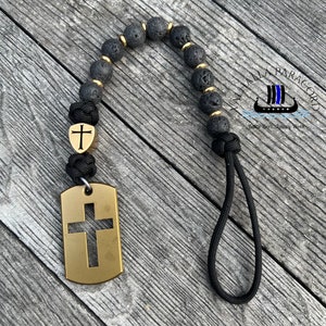 Single Decade Brass And Lavastone Pocket Rosary