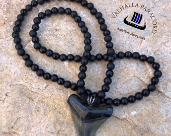 Fosilized Megalodon Shark Tooth Paracord Necklace