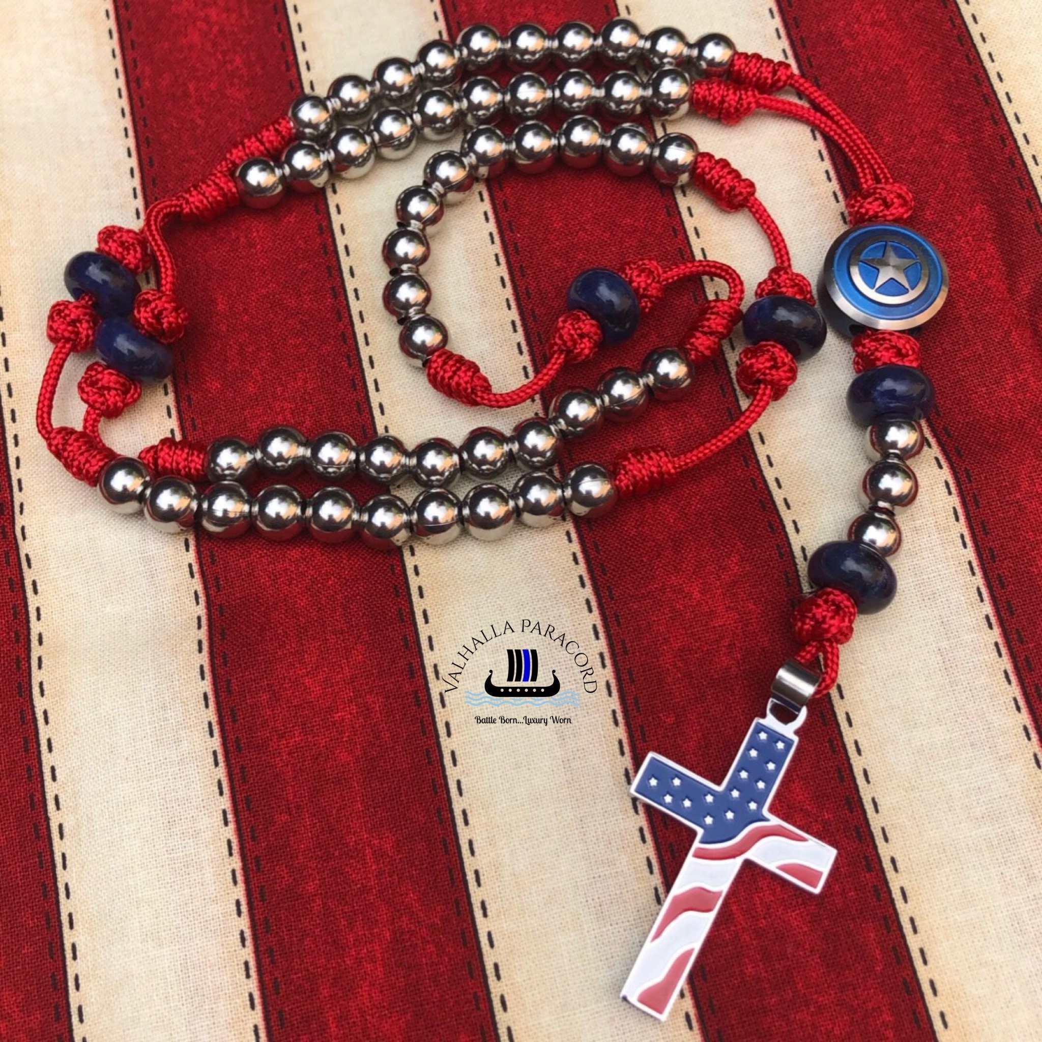 Captain America Paracord Necklace / Rosary - Etsy
