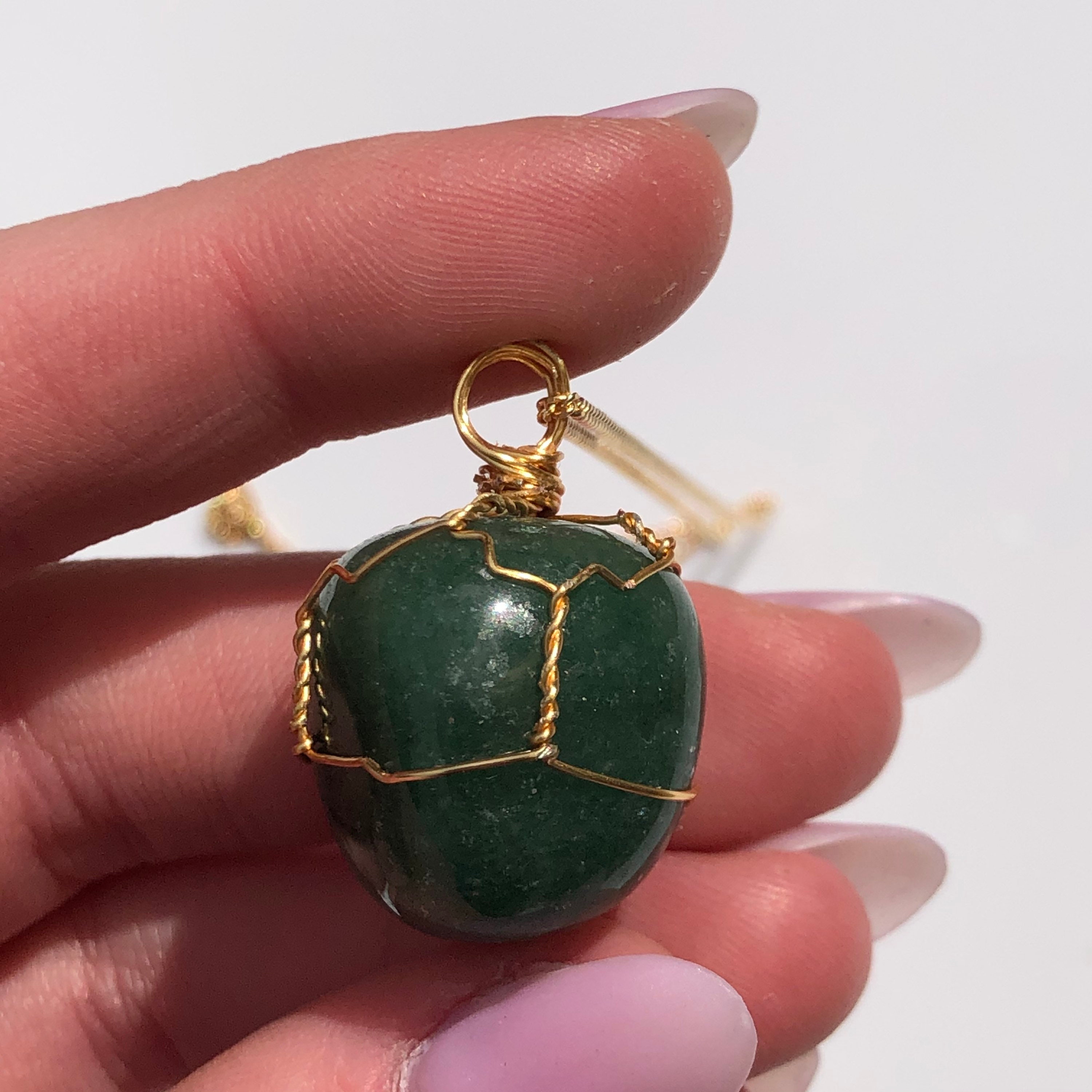 Polished Gemstone crystal necklaces moss agate necklace | Etsy