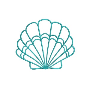 Puede incluir: Contorno de concha marina de color turquesa sobre fondo blanco. El diseño presenta una serie de líneas curvas que irradian desde un punto central, creando una forma de abanico. Las líneas son de grosor uniforme y la estética general es limpia y minimalista.