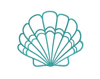 Seashell Embroidery Design, Sea Shell Outline Machine Embroidery File, Scallop Embroidery Pattern