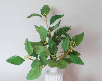 5 artificial eucalyptus leaves in crepe paper for floral arrangement, floral wedding decor, bridal bouquet