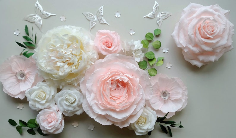 Customer set of Large paper flowers for events agency wall paper decor image 2