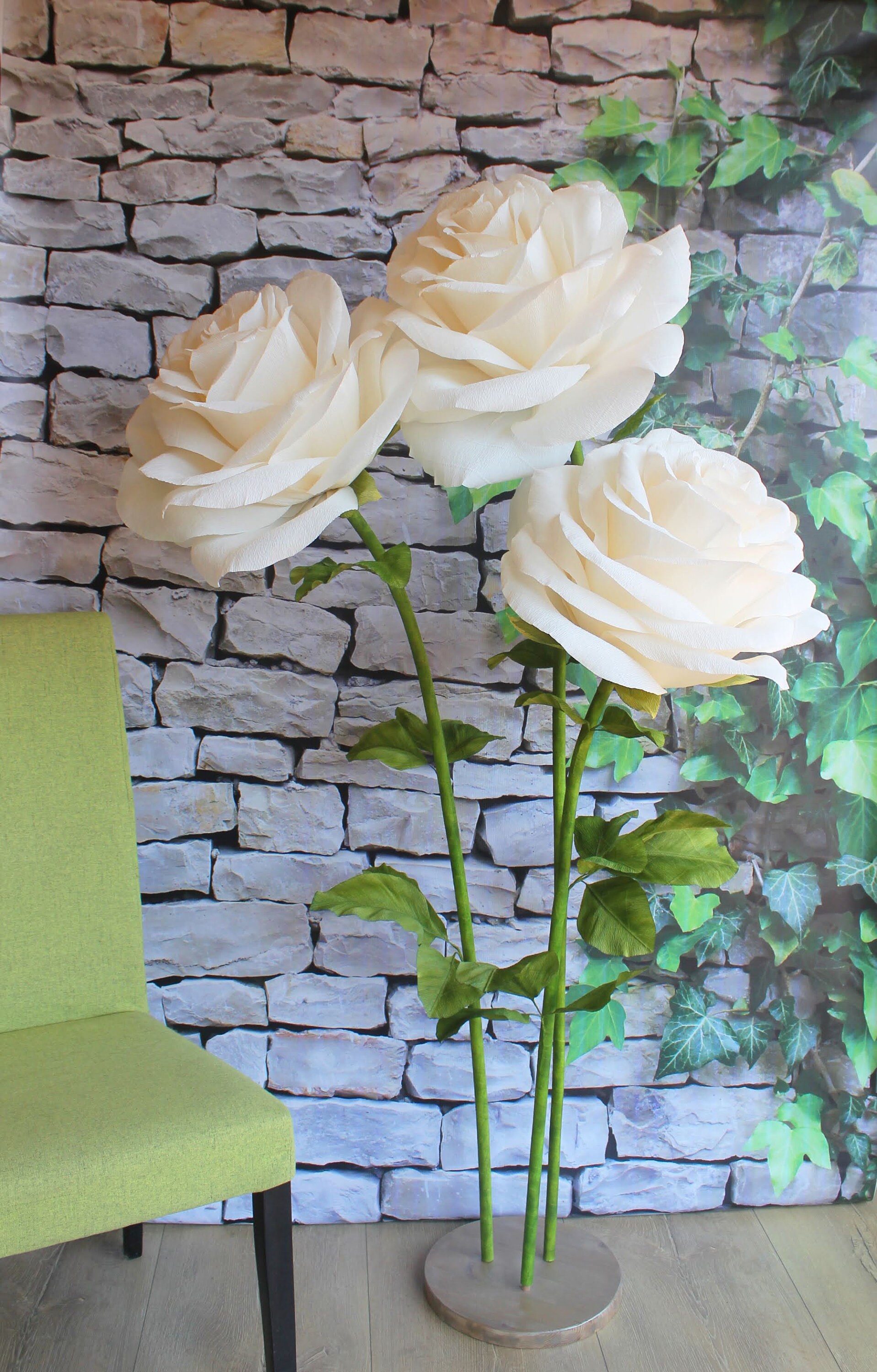 Metalic Paper Roses Giant Paper Roses on Metal Plate - Etsy