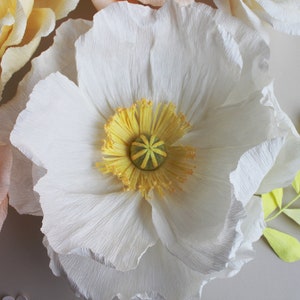 Set of large paper flowers in white yellow orange for child wall decor, girl room wall decor image 4