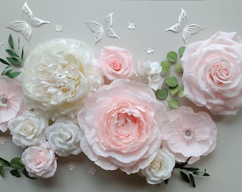 Customer set of Large paper flowers for events agency wall paper decor