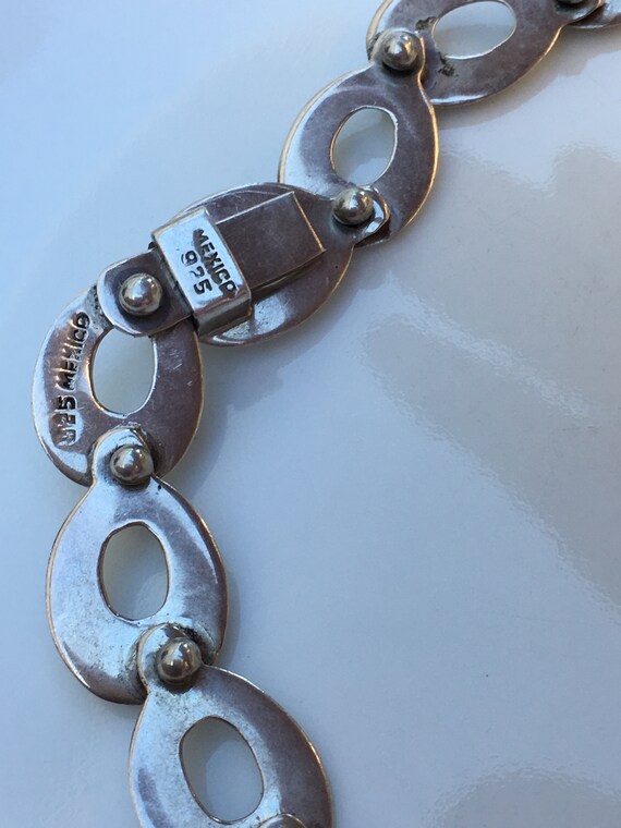 Mexican 925 circular solid silver chain link neck… - image 5