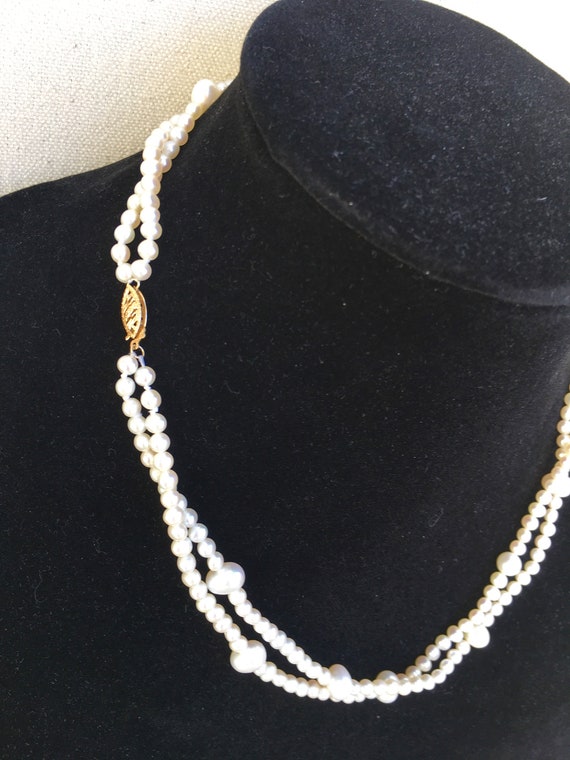 Vintage beautiful 2 strand authentic pearl neckla… - image 3