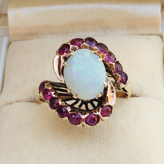 Antique beautiful Victorian cabochon opal and mul… - image 2
