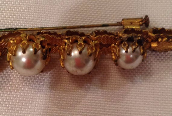 Victorian antique Bar Pin Brooch. Bohemian pearl … - image 3