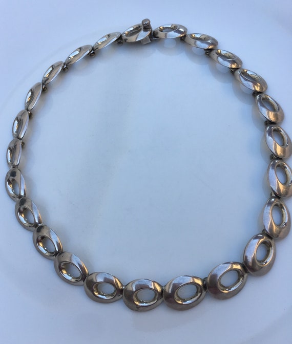 Mexican 925 circular solid silver chain link neck… - image 2