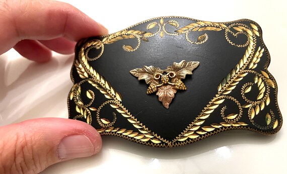 Vintage Black Belt Buckle With 10k Two 