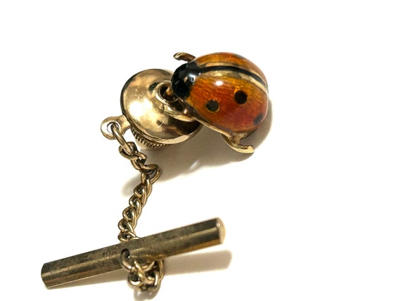 Vintage 14k yellow gold lady bug  tie tack pin in… - image 4