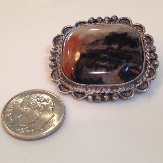 vintage pink scenic petrified wood agate square p… - image 4