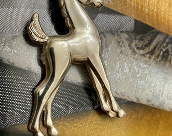 Vintage sterling foal brooch pin with artist signature marked Folsom Calif. circa 1970’s