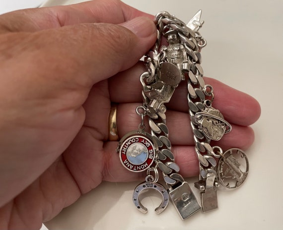 Vintage thick sterling Cuban link chain bracelet … - image 6