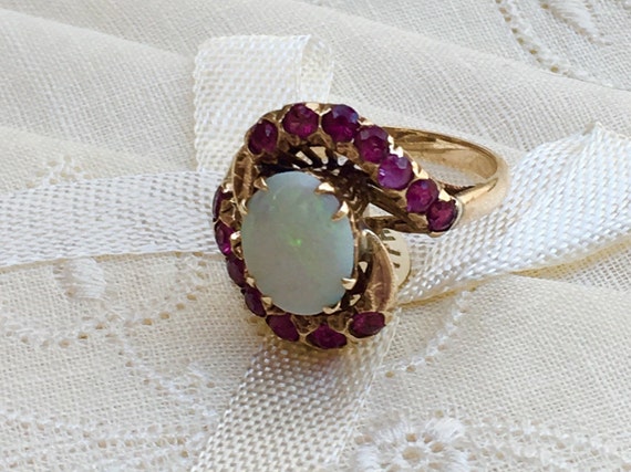 Antique beautiful Victorian cabochon opal and mul… - image 8