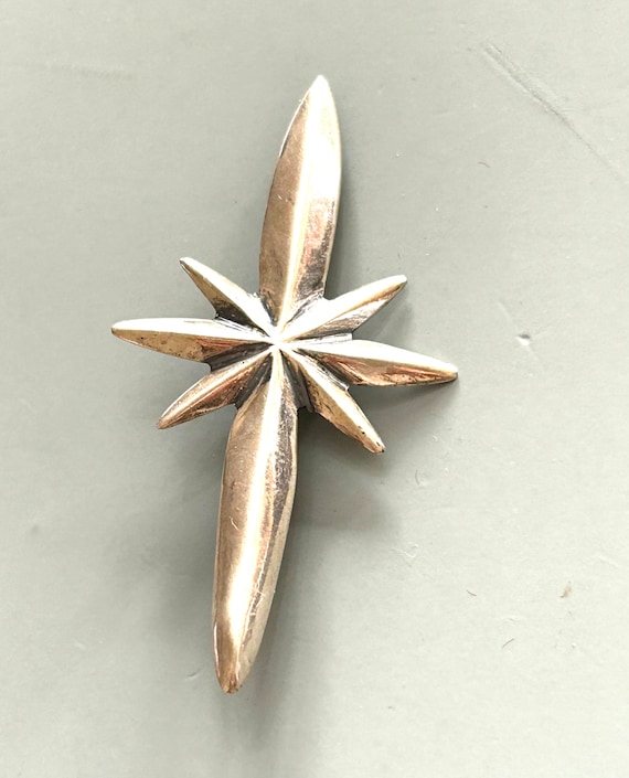 Sandcast silver cross star brooch bar pin  8 gms c