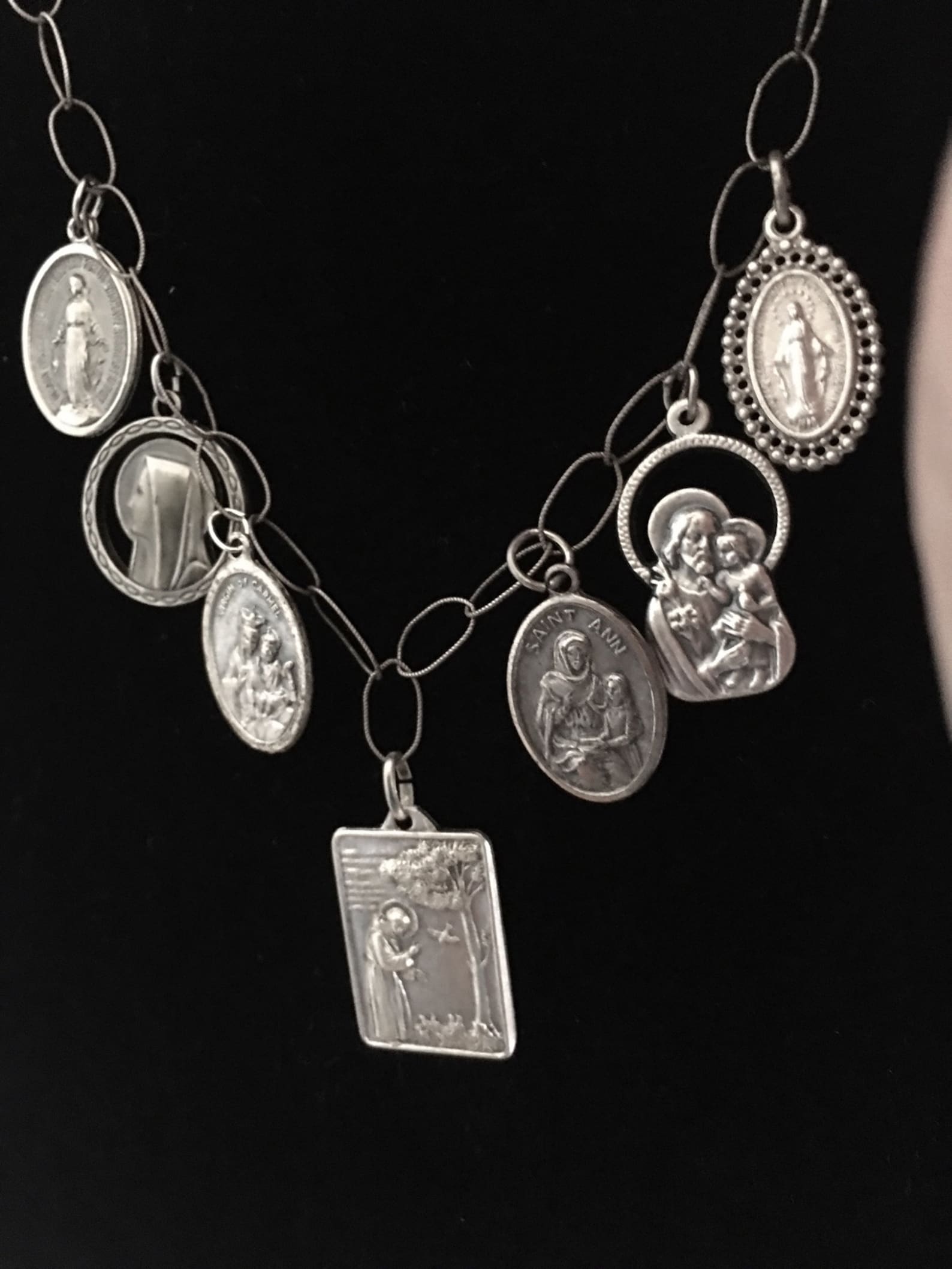 Vintage Religious Catholic Charm Medals in a Sterling Chain Etsy